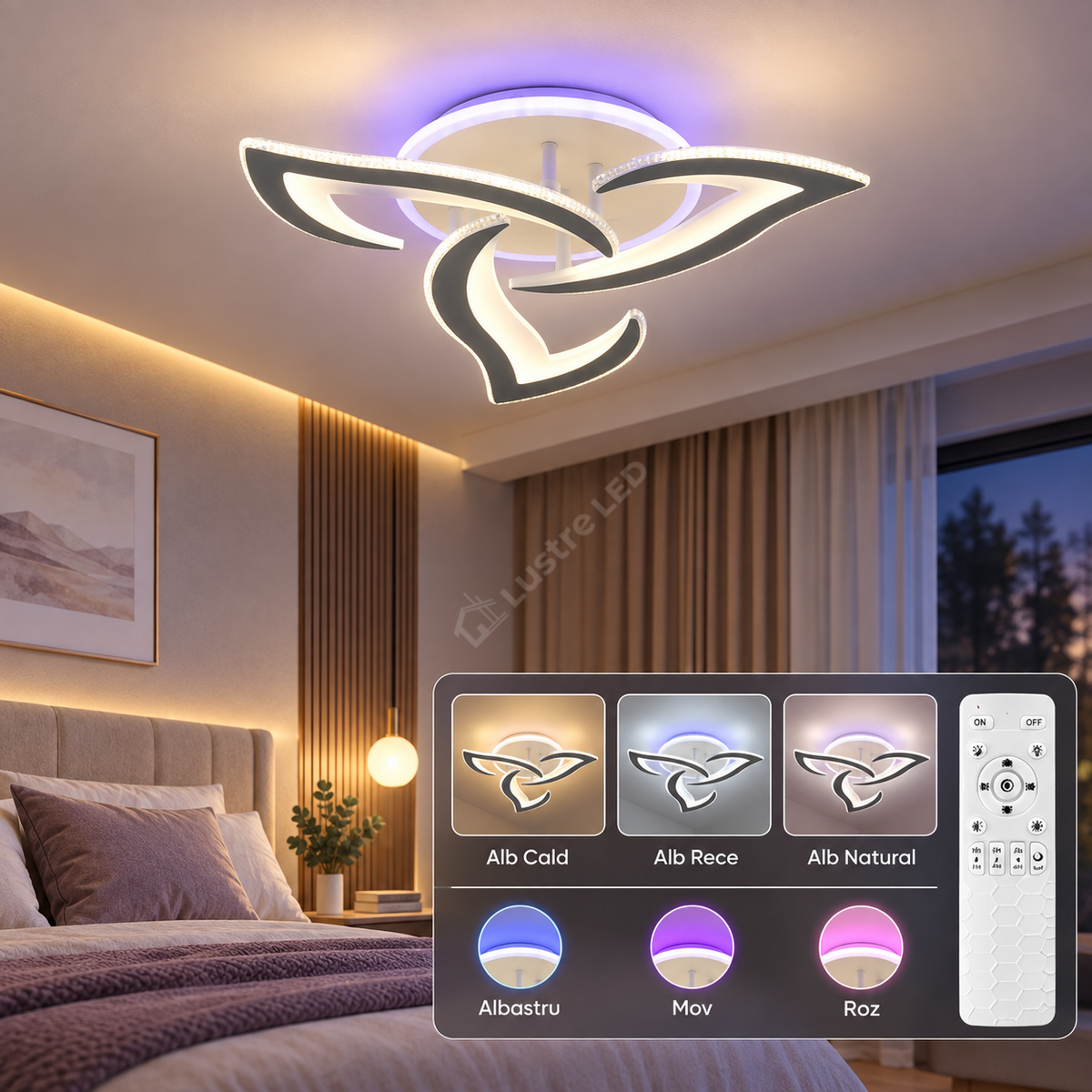 Lustra LED Mini Narcisse RGB Echivalent 300W Telecomanda