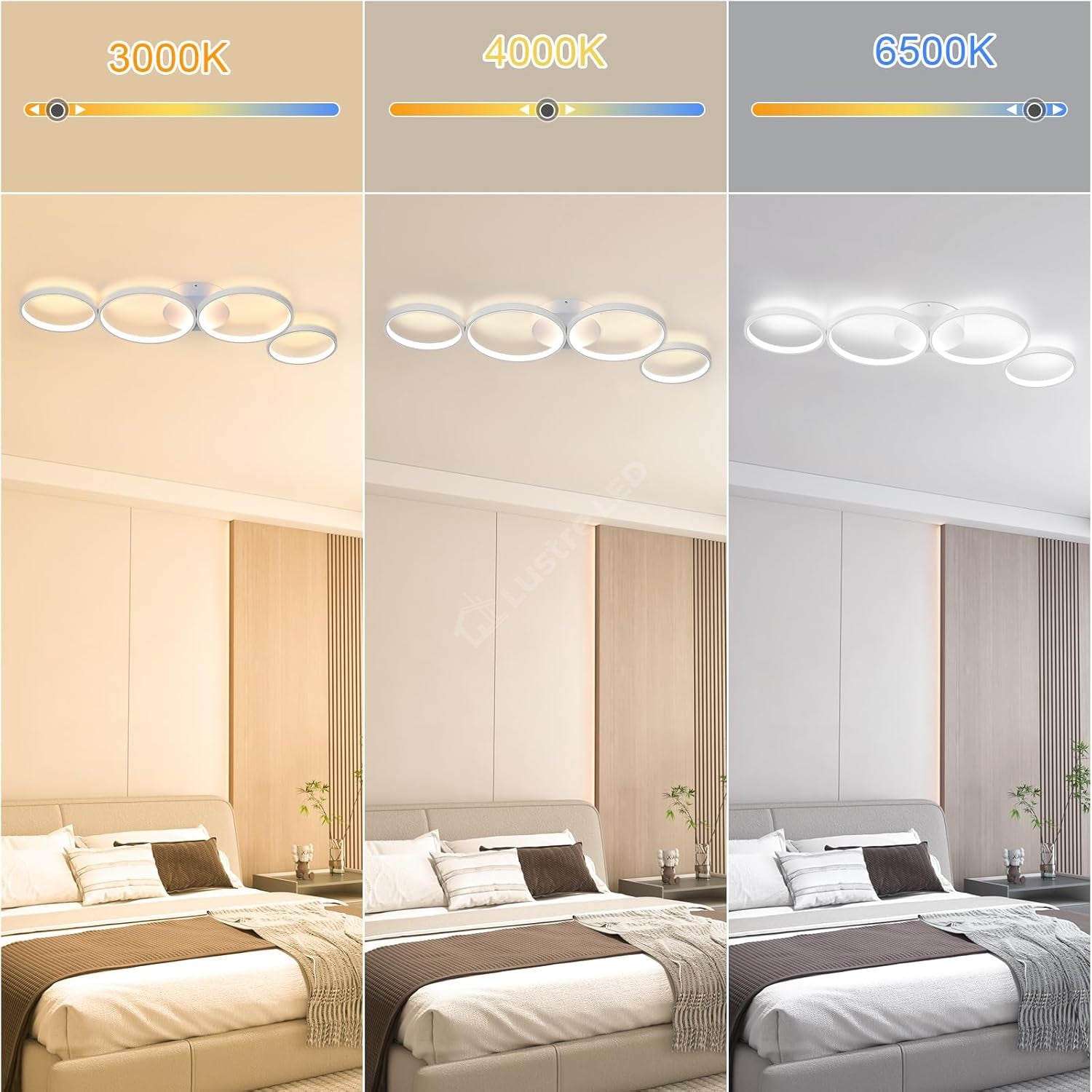 Lustra LED Modern White 4 Rings Echivalent 600W Telecomanda ALBA / 88CM / CIRCLE DESIGN Lighting Fixtures