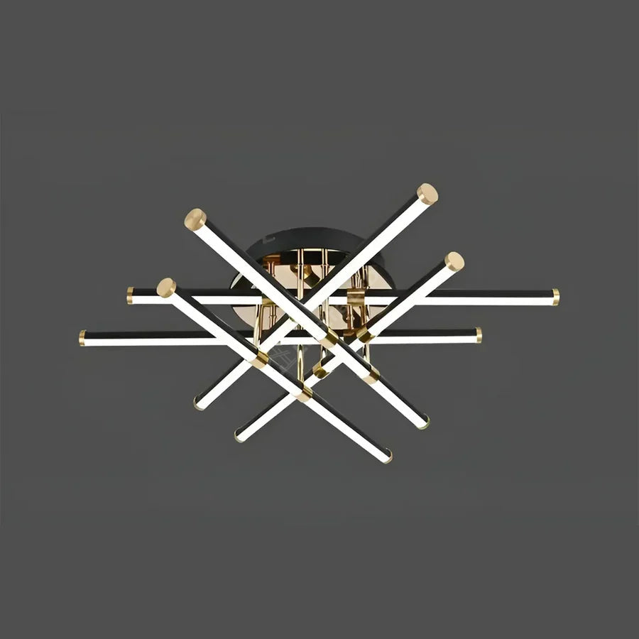 Lustra LED 6 LINES Design Round 9802/6 Negru si Auriu / 70CM / MINIMALIST DESIGN Lighting Fixtures