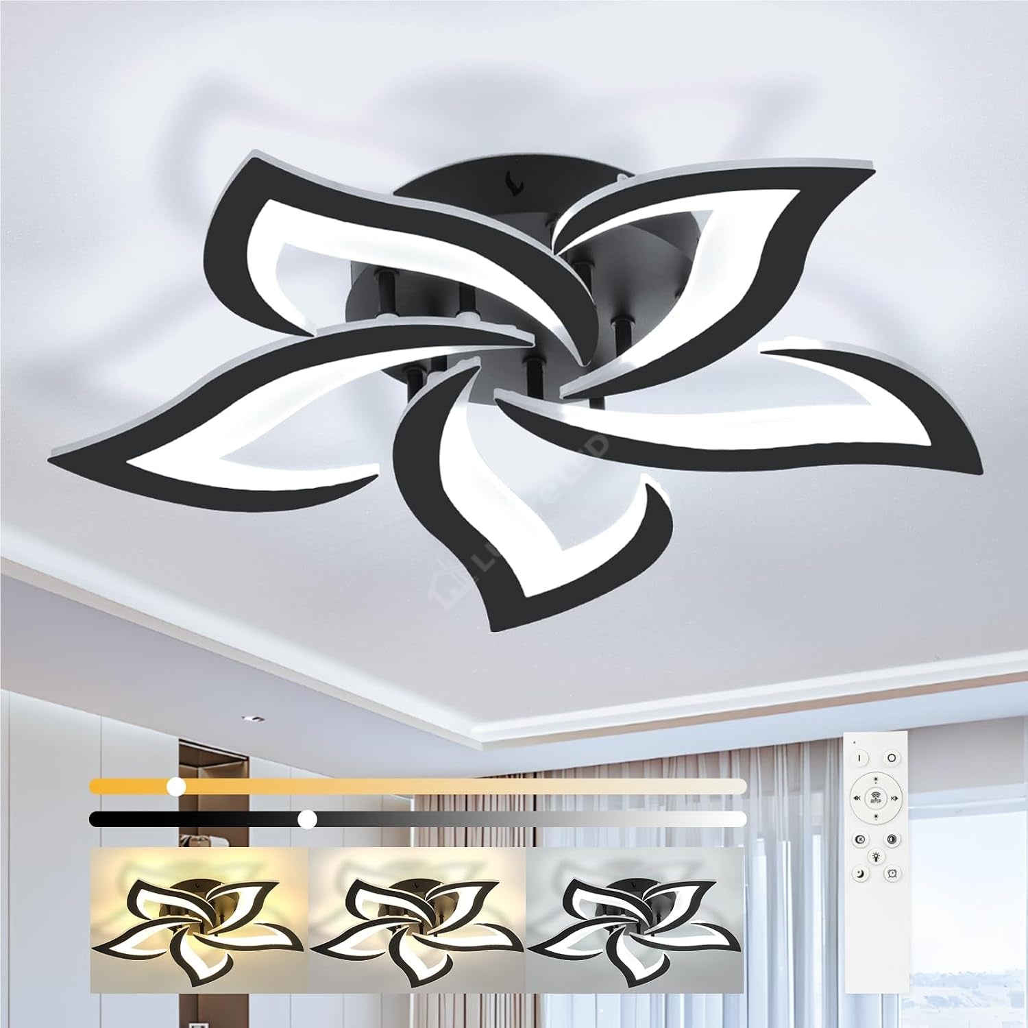 Lustra LED NARCISSE Black Echivalent 500W Telecomanda