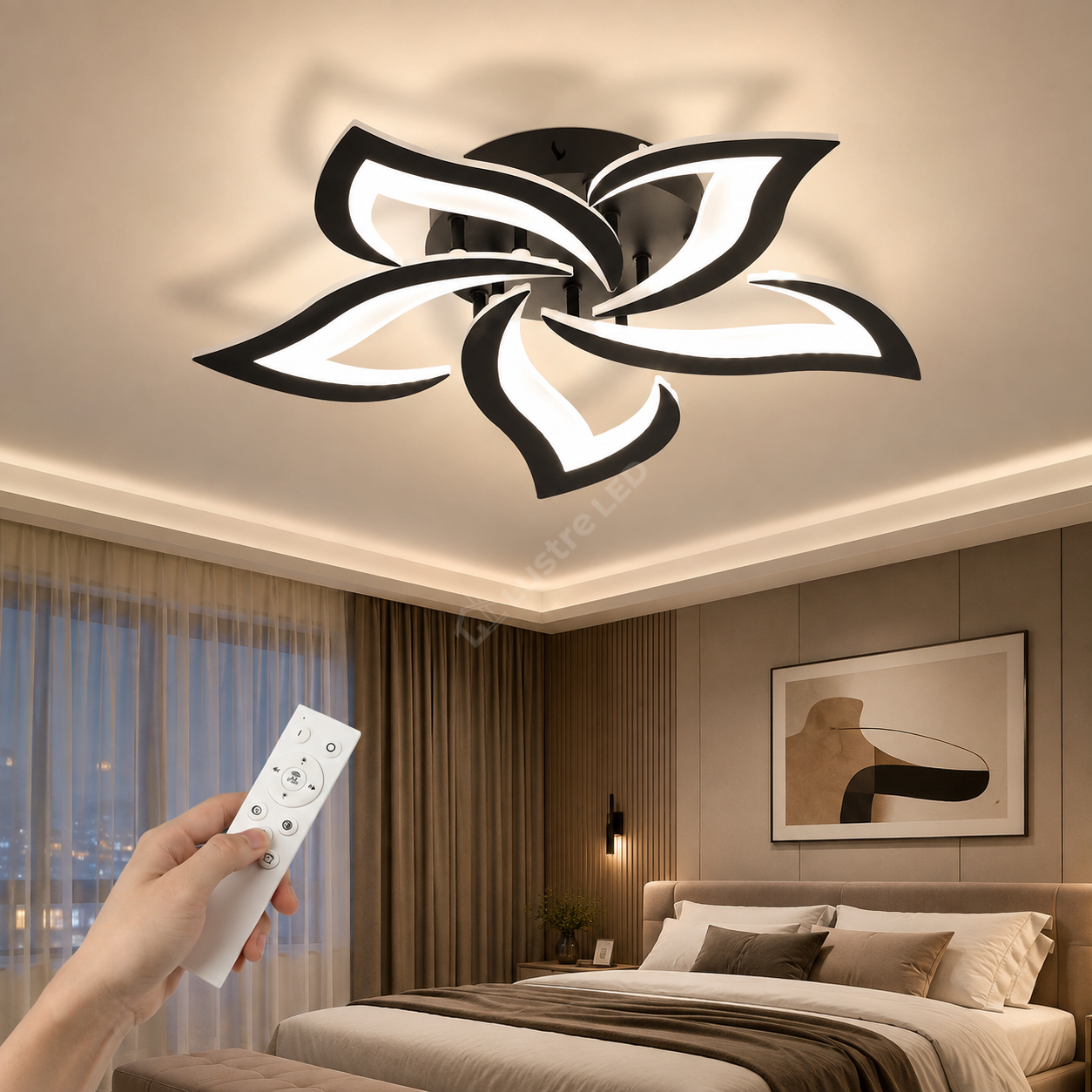 Lustra LED NARCISSE Black Echivalent 500W Telecomanda