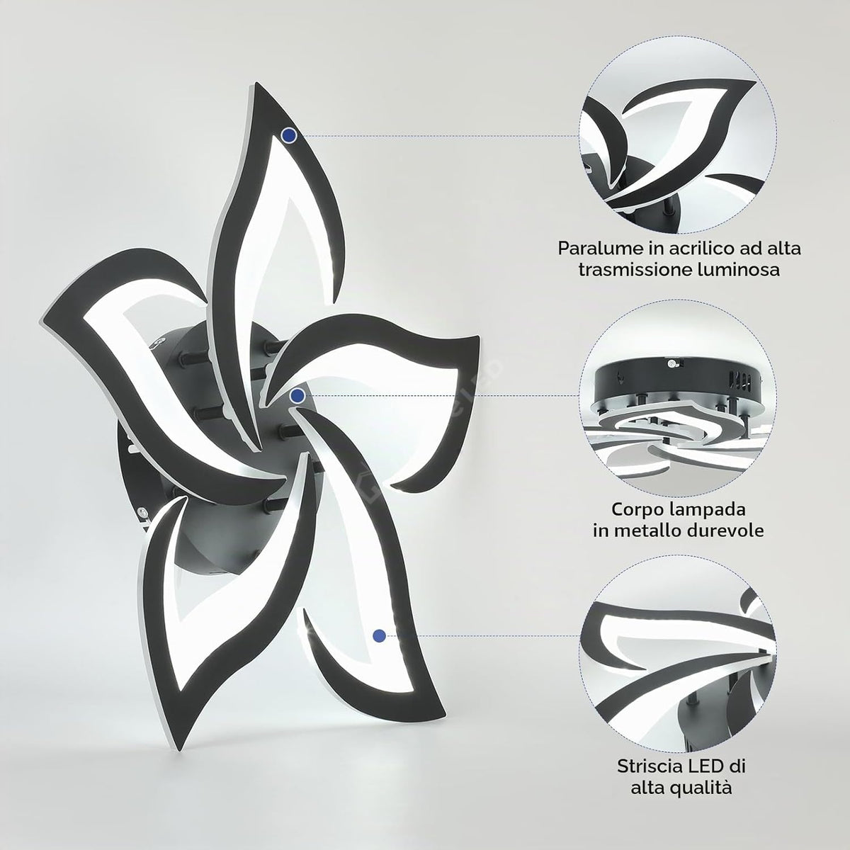 Lustra LED NARCISSE Black Echivalent 500W Telecomanda