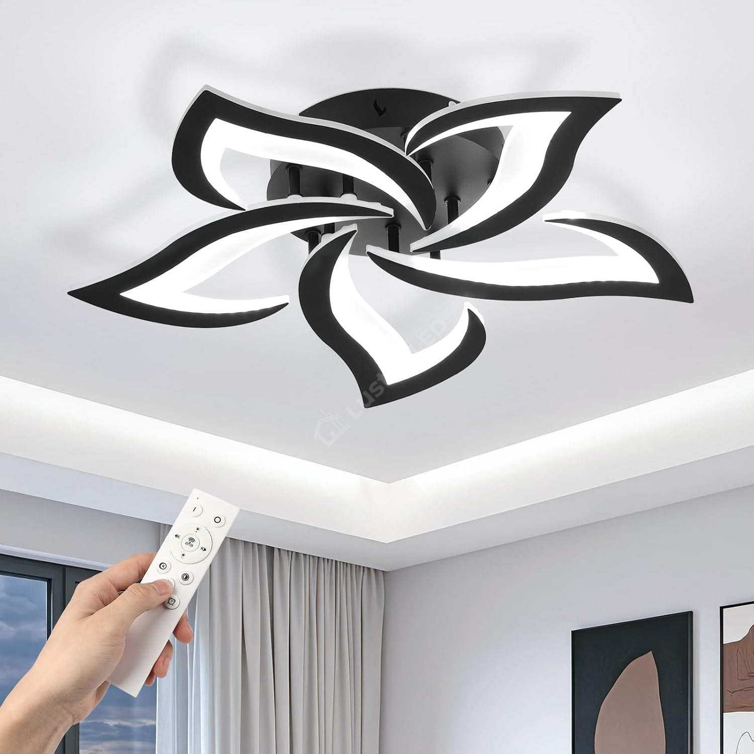 Lustra LED NARCISSE Black Echivalent 500W Telecomanda