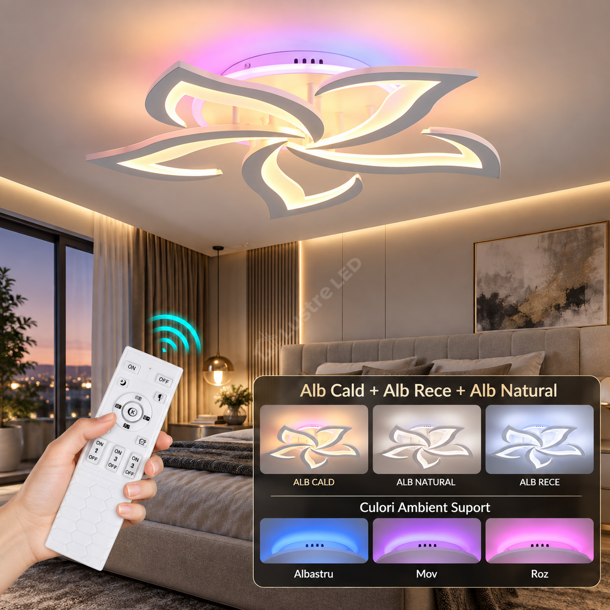 Lustra LED Narcisse RGB Echivalent 600W Telecomanda