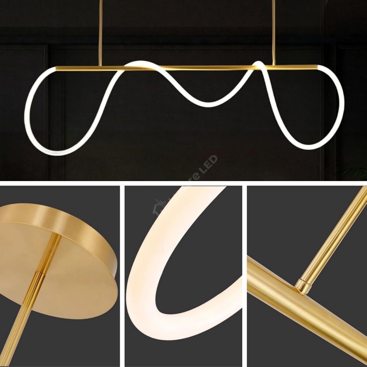 Lustra LED Nordic Golden Tube Liniar Echivalent 350W Telecomanda