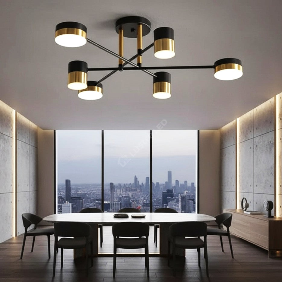 Lustra LED Nordic Style Darko Echivalent 400W Telecomanda MINIMALIST DESIGN / NEGRU + AURIU led ceiling light