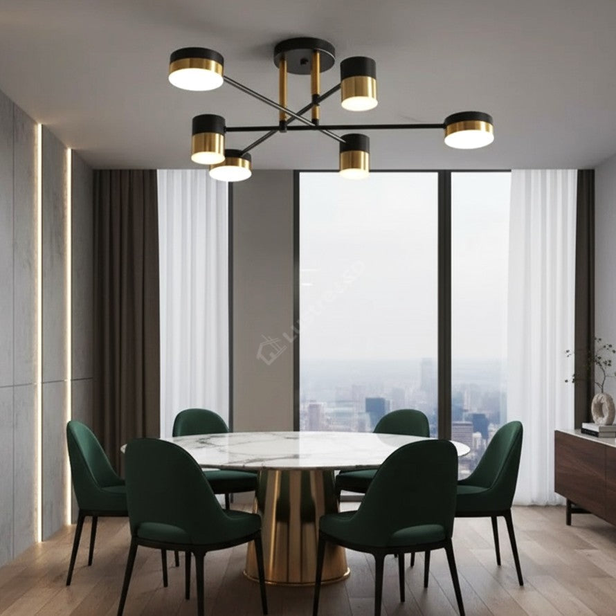 Lustra LED Nordic Style Darko Echivalent 400W Telecomanda MINIMALIST DESIGN / NEGRU + AURIU led ceiling light
