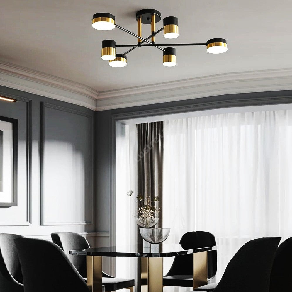 Lustra LED Nordic Style Darko Echivalent 400W Telecomanda MINIMALIST DESIGN / NEGRU + AURIU led ceiling light
