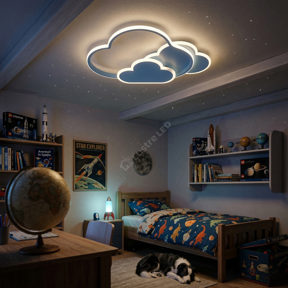 Lustra LED NORISOR Blue Echivalent 400W Telecomanda