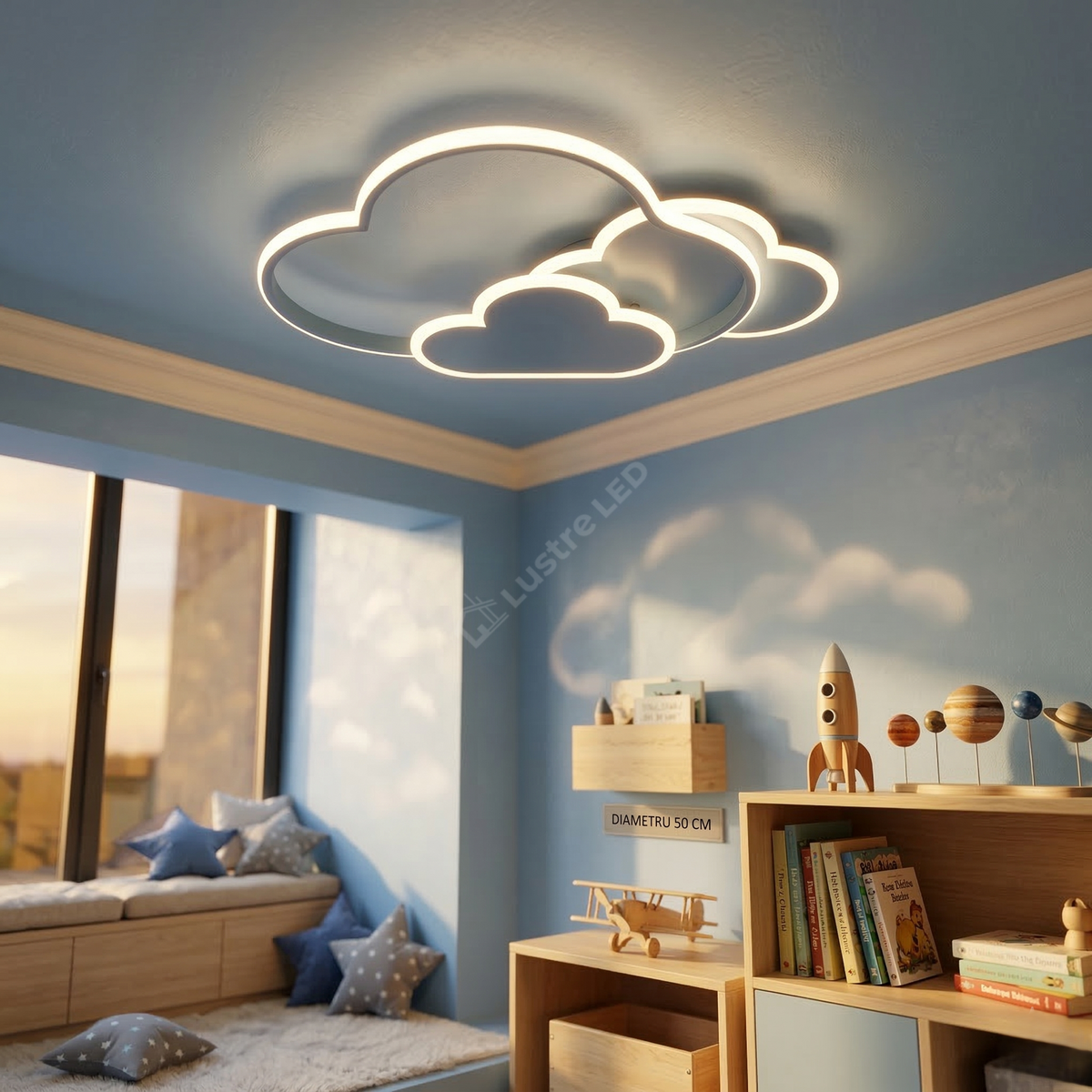 Lustra LED NORISOR Blue Echivalent 400W Telecomanda