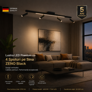 Lustra LED Premium cu 4 Spoturi pe Sina ZENO Black Telecomanda