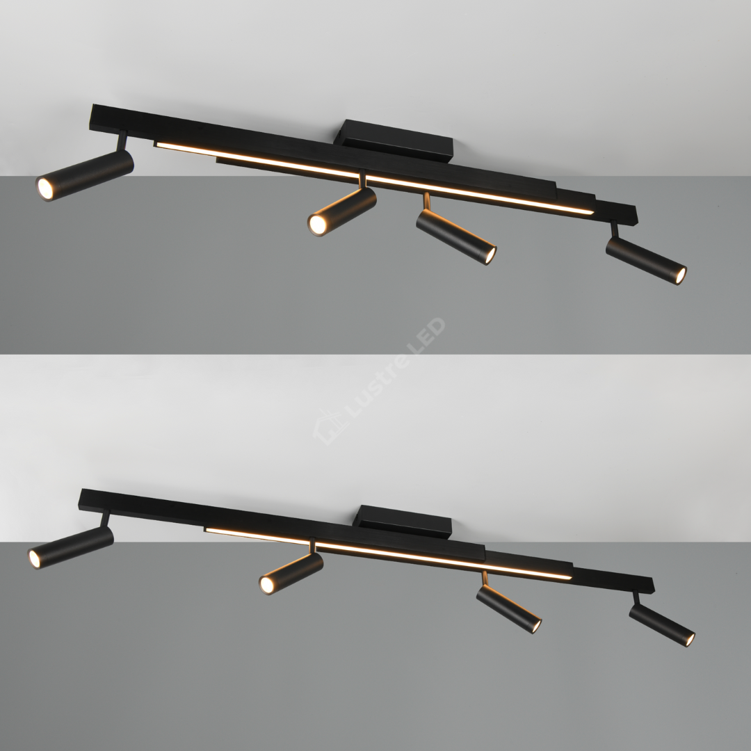 Lustra LED cu 4 Spoturi pe Sina ZENO Black NEAGRA / 133CM led ceiling light
