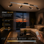 Lustra LED Premium cu 4 Spoturi pe Sina ZENO Silver Telecomanda