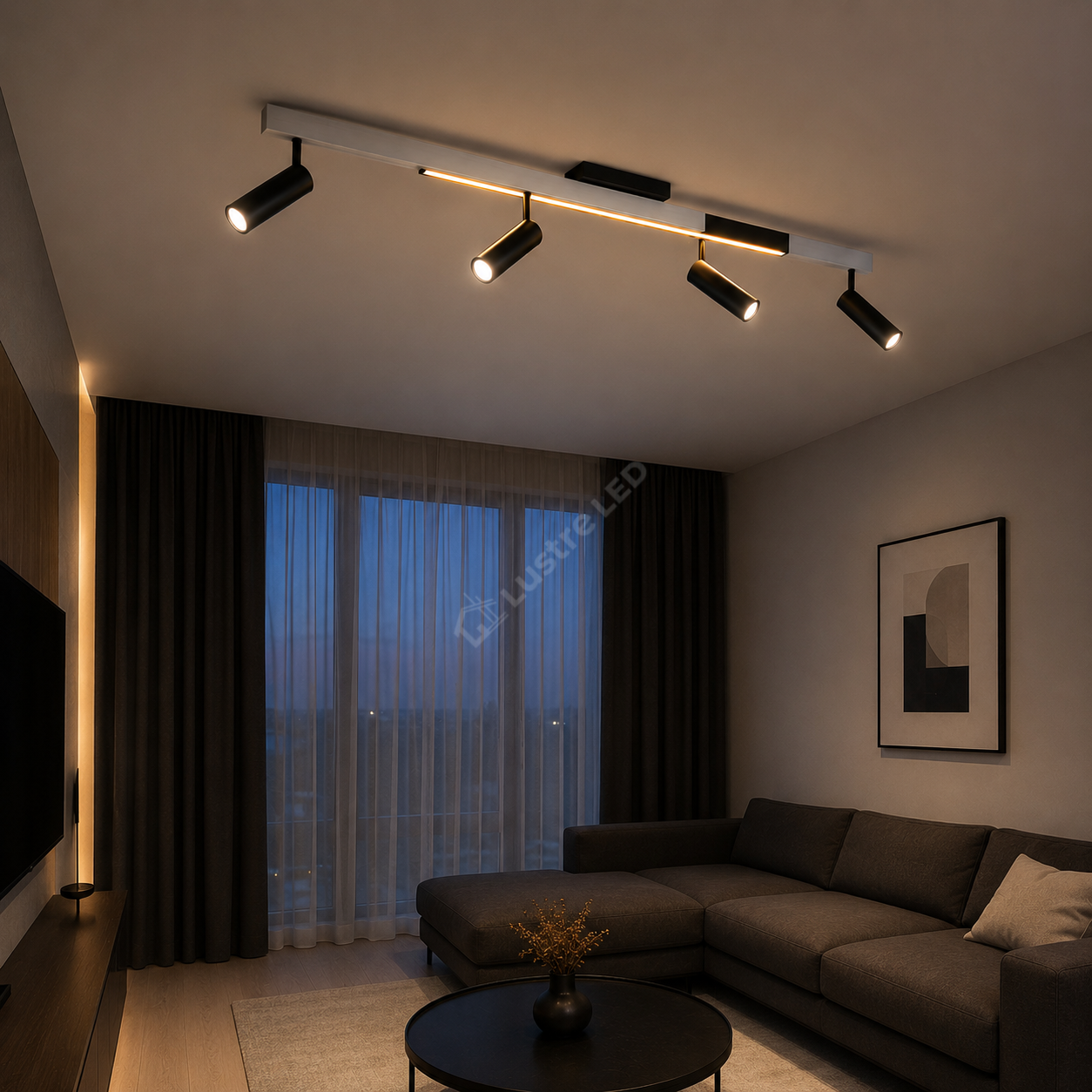 Lustra LED Premium cu 4 Spoturi pe Sina ZENO Silver Telecomanda