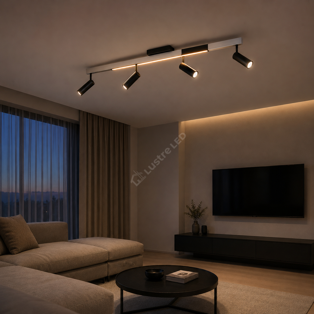 Lustra LED Premium cu 4 Spoturi pe Sina ZENO Silver Telecomanda