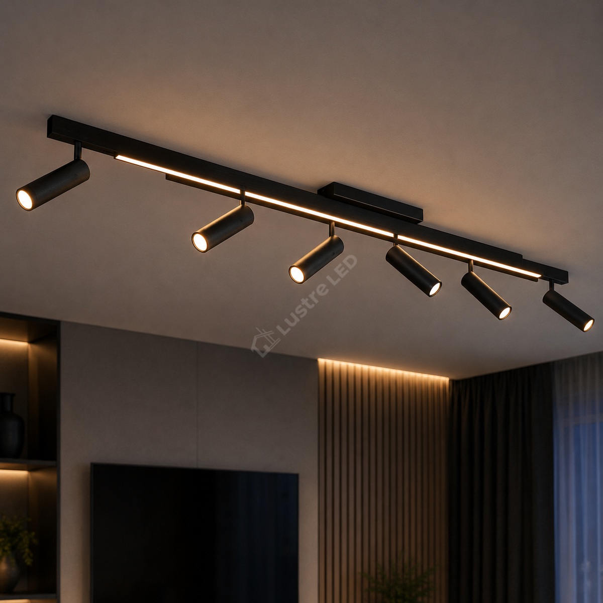 Lustra LED Premium cu 6 Spoturi pe Sina ZENO Black Telecomanda