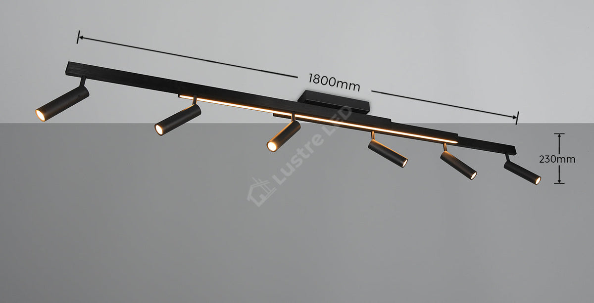 Lustra LED Premium cu 6 Spoturi pe Sina ZENO Black Telecomanda