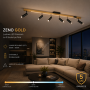 Lustra LED Premium cu 6 Spoturi pe Sina ZENO Gold Telecomanda