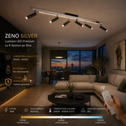 Lustra LED Premium cu 6 Spoturi pe Sina ZENO Silver Telecomanda