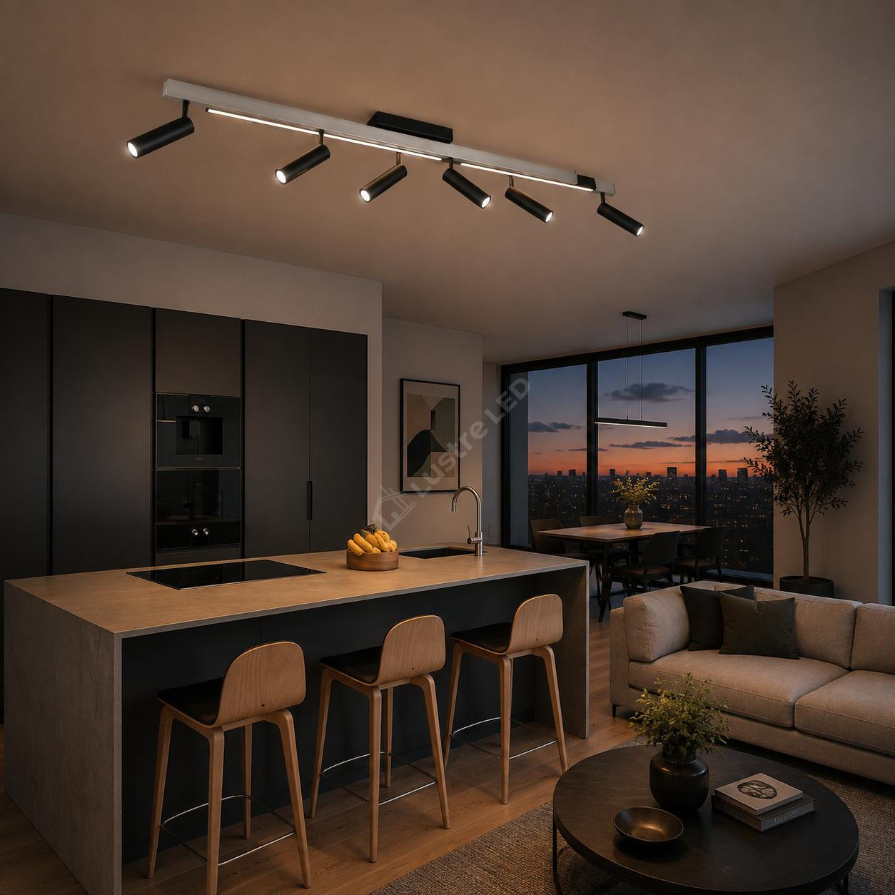 Lustra LED Premium cu 6 Spoturi pe Sina ZENO Silver Telecomanda