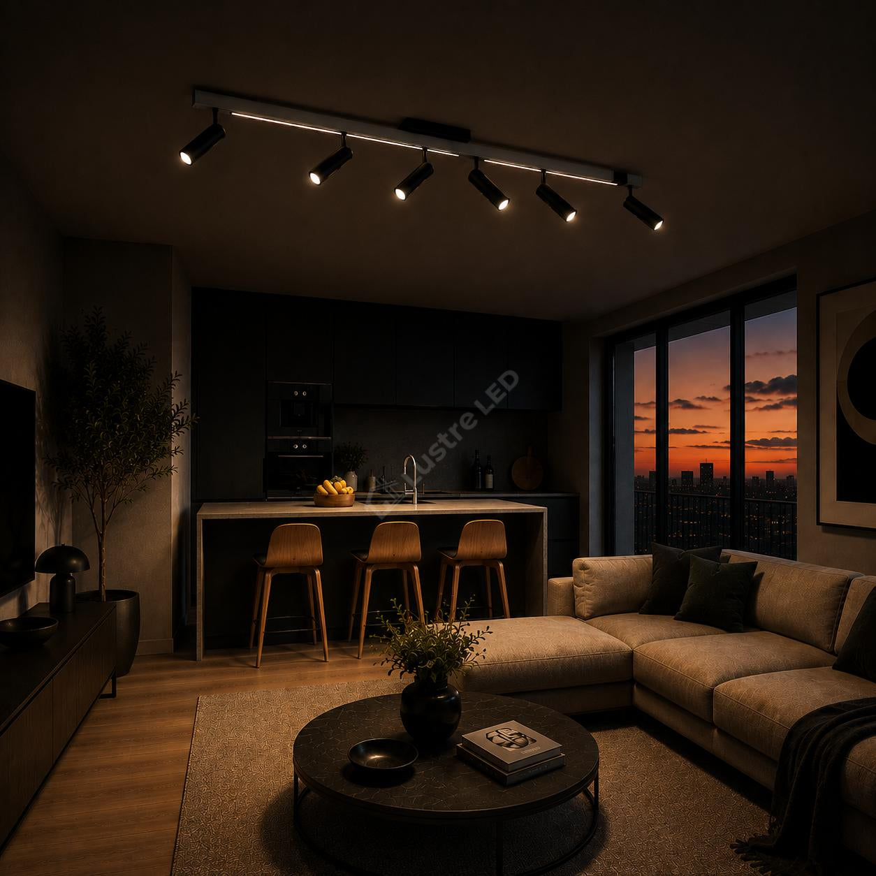 Lustra LED Premium cu 6 Spoturi pe Sina ZENO Silver Telecomanda