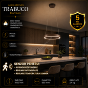 Lustra LED Premium cu Senzor Mini Trabuco Black & Brown Echivalent 500W