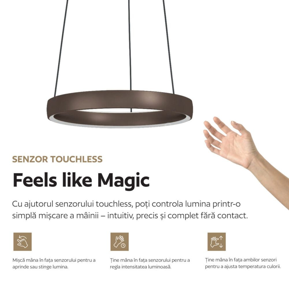 Lustra LED Premium cu Senzor Mini Trabuco Black & Brown Echivalent 500W