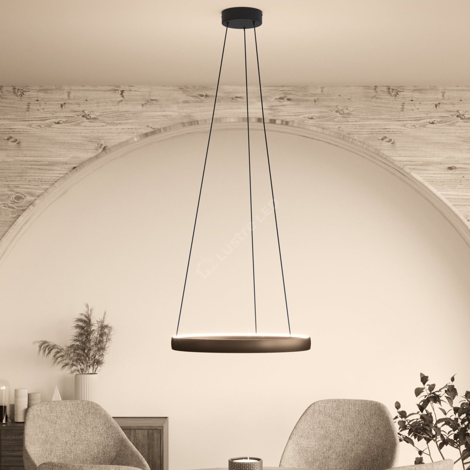 Lustra LED Premium cu Senzor Mini Trabuco Black & Brown Echivalent 500W