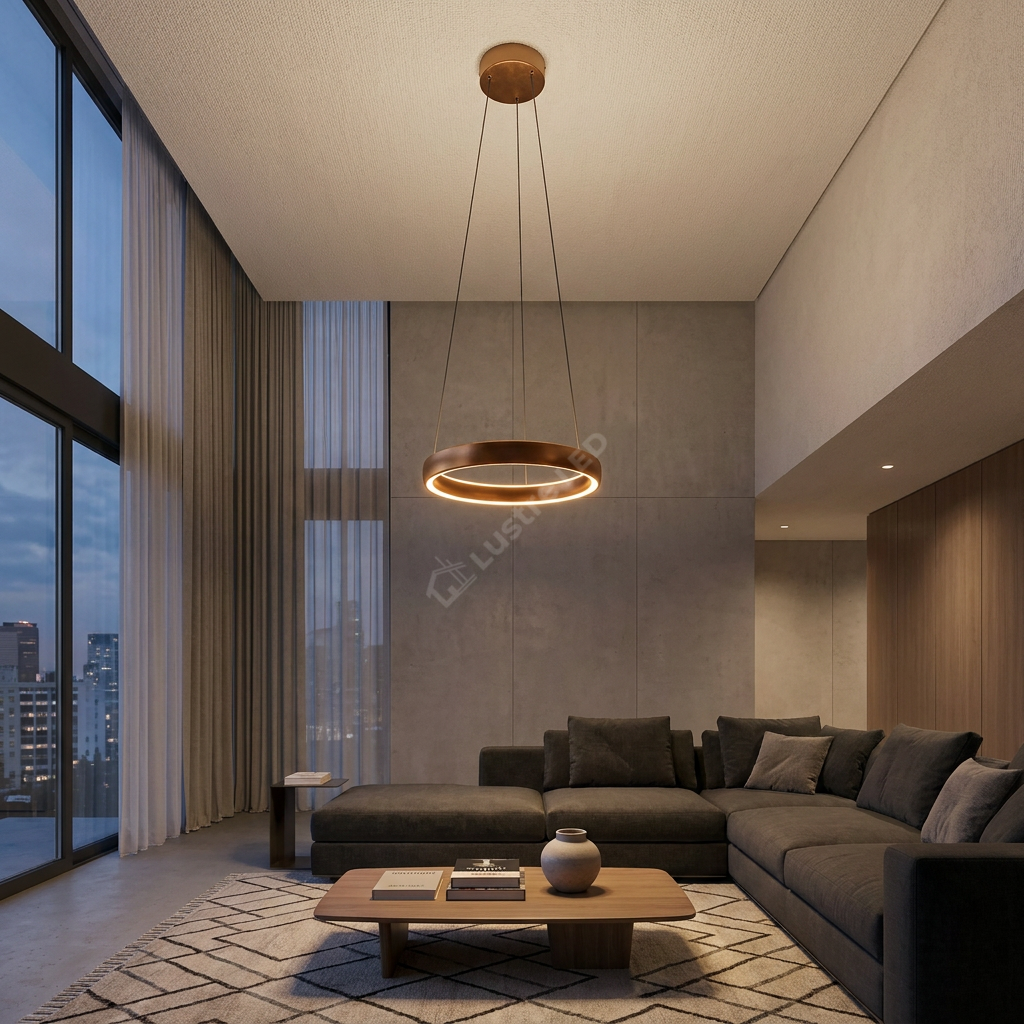 Lustra LED Premium cu Senzor Mini Trabuco Black & Brown Echivalent 500W