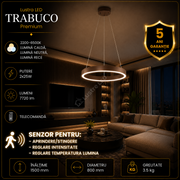 Lustra LED Premium cu Senzor Trabuco Black & Brown Echivalent 750W