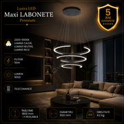 Lustra LED Premium Maxi Labonete Black Echivalent 900W Telecomanda