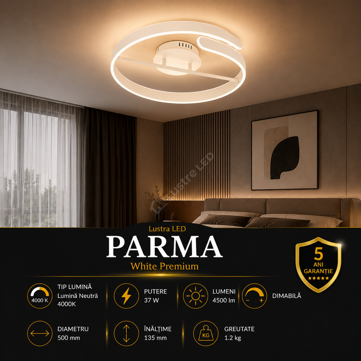 Lustra LED Premium Parma White Echivalent 450W | 4000K