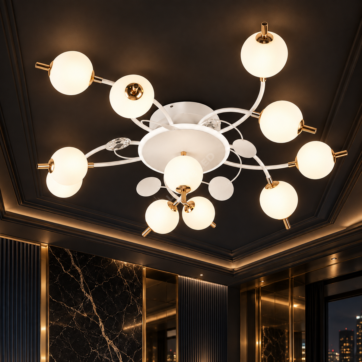 Lustra LED PROP 10+1 WHITE Echivalent 900W Telecomanda