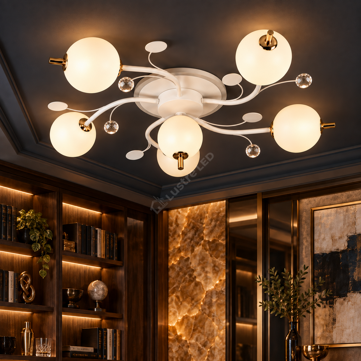 Lustra LED PROP 5+1 WHITE Echivalent 500W Telecomanda