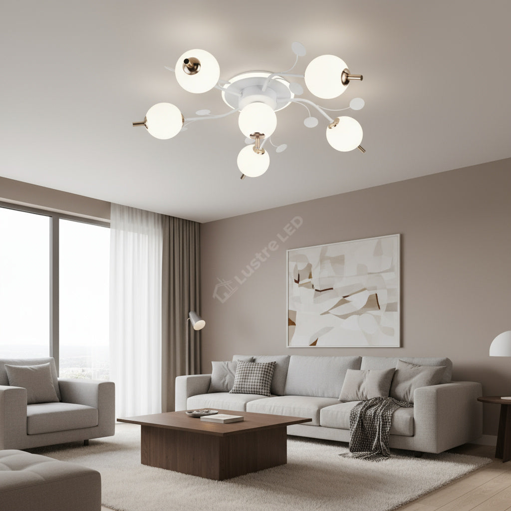 Lustra LED PROP 5+1 WHITE Echivalent 500W Telecomanda