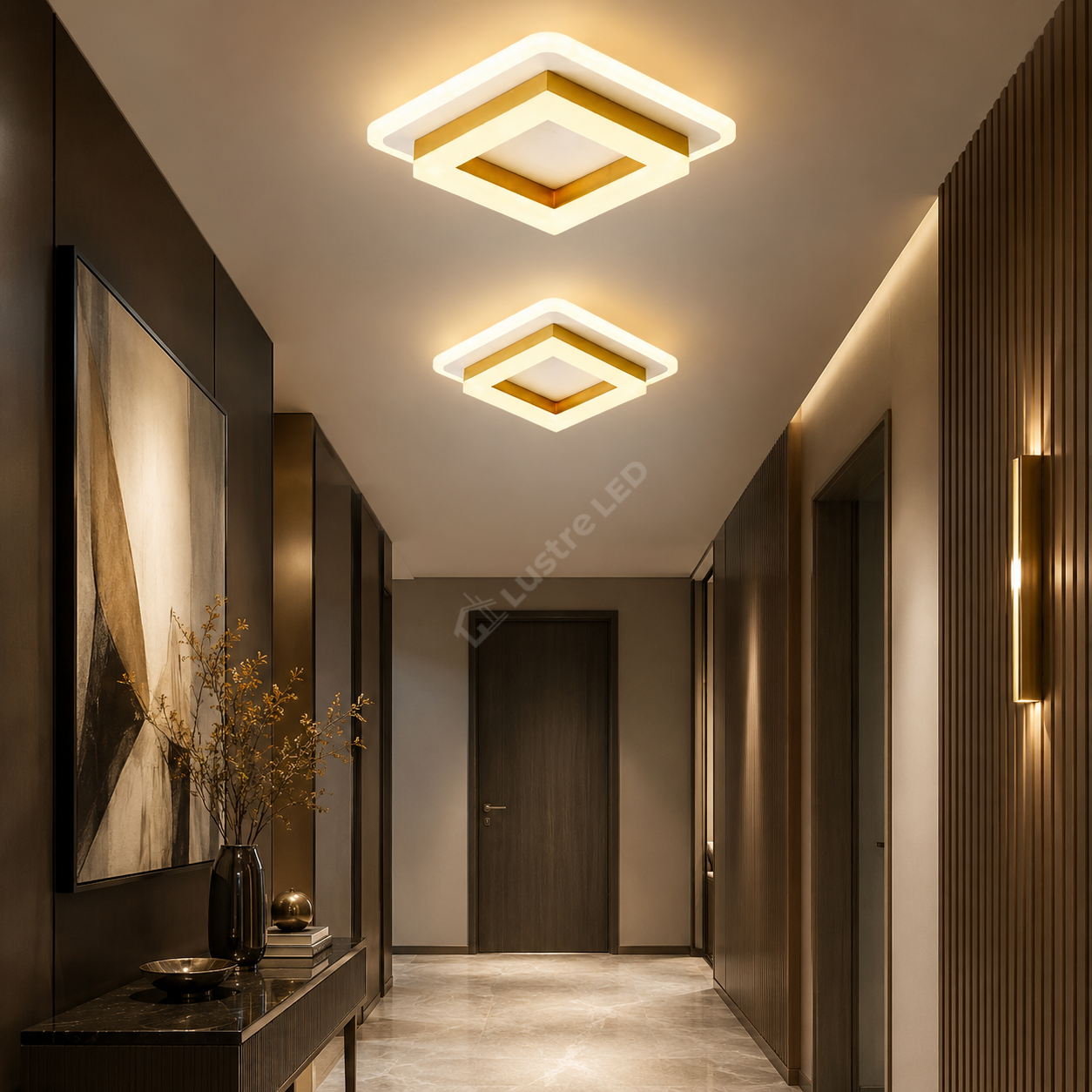 Lustra LED QUADRATA GOLD Echivalent 300W