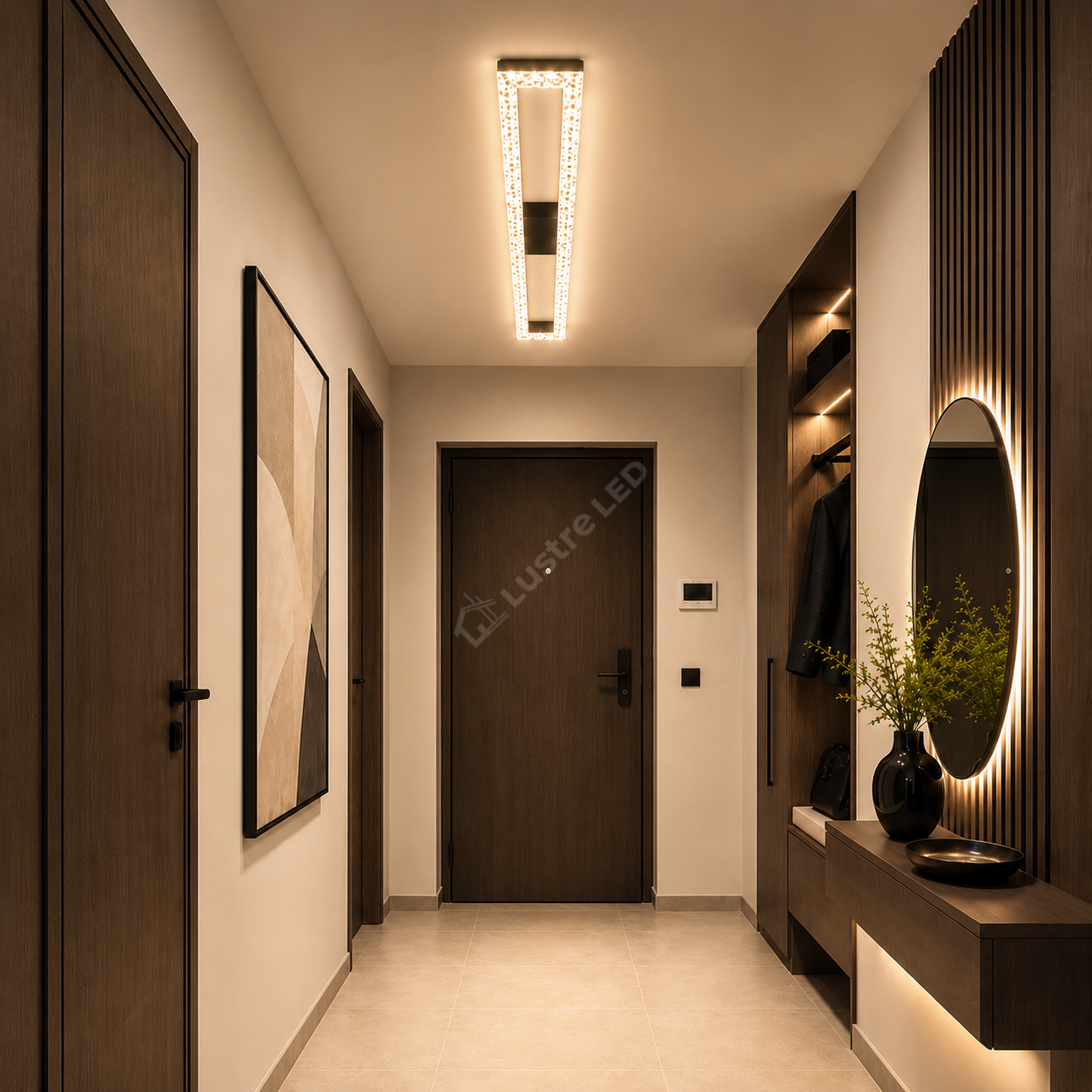 Lustra LED Rectangular 108cm Cristal Black Echivalent 400W Telecomanda