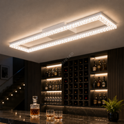 Lustra LED Rectangular 108cm Cristal White Echivalent 400W Telecomanda