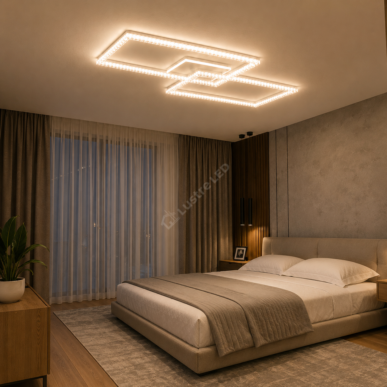 Lustra LED Rectangular 80cm Cristal White Echivalent 600W Telecomanda
