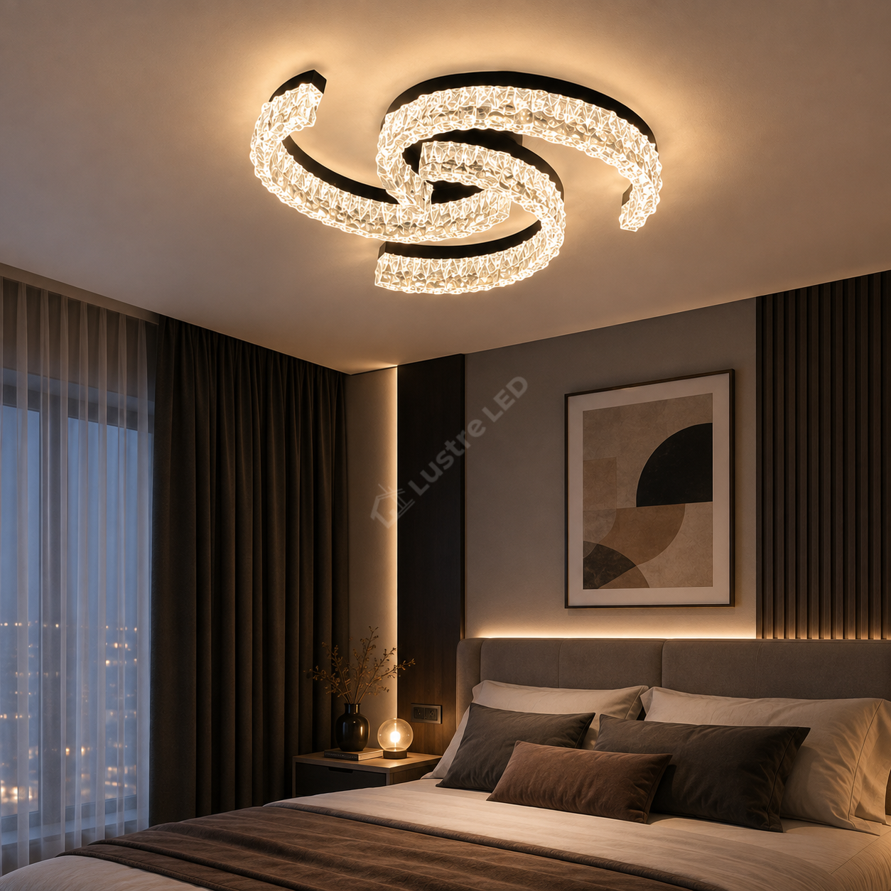 Lustra LED SAARI Black Echivalent 250W Telecomanda