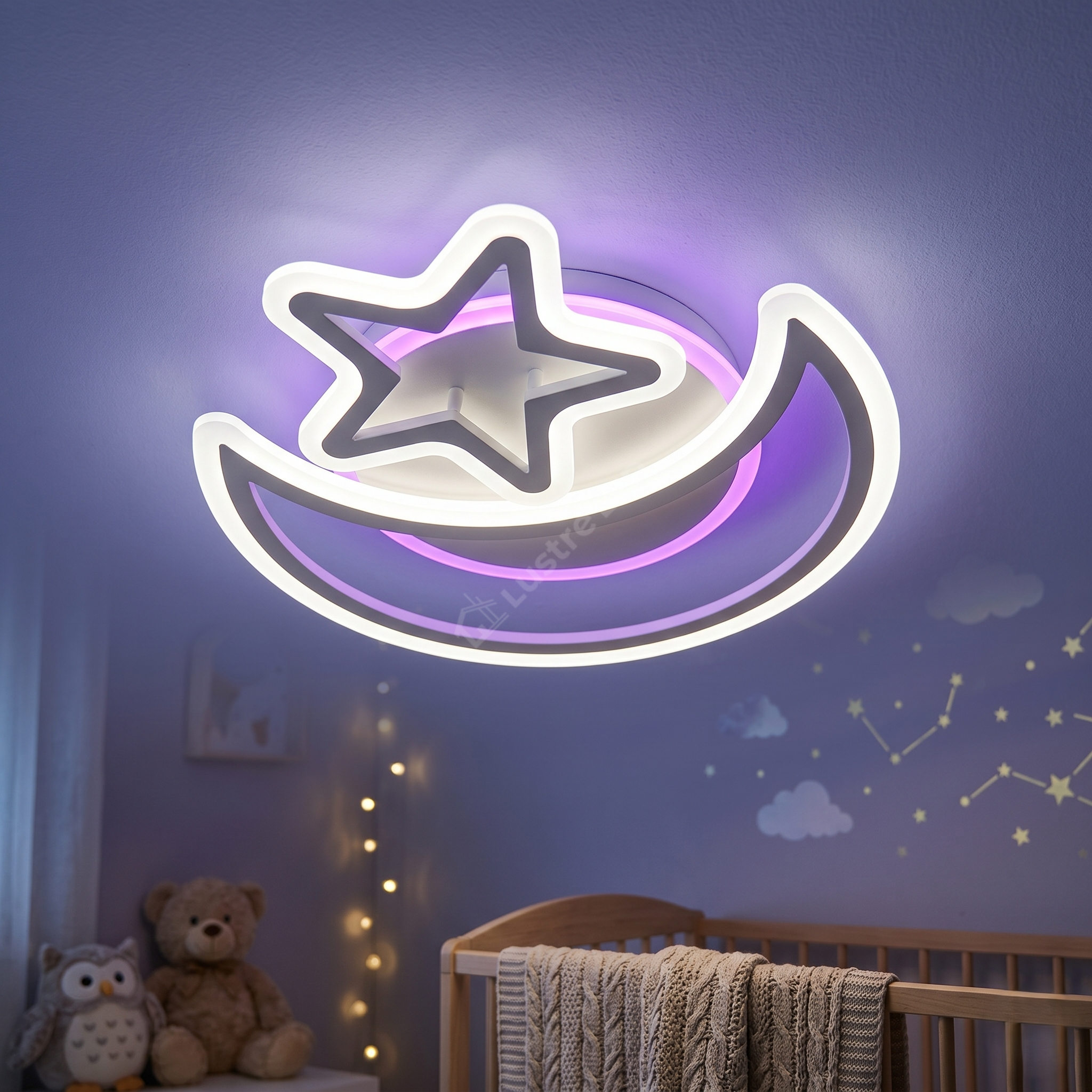 Lustra LED SEMILUNA Alba RGB Echivalent 600W Telecomanda