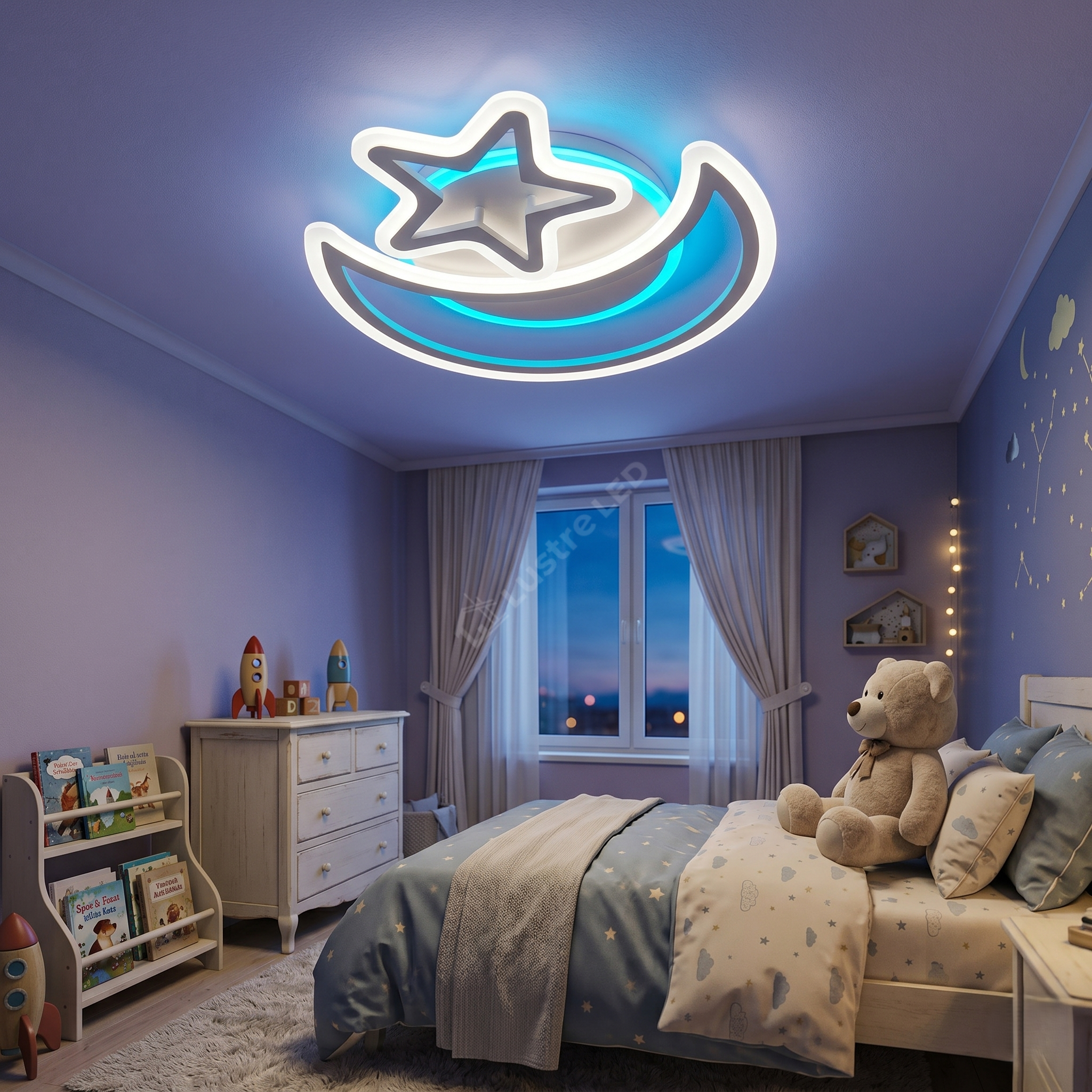 Lustra LED SEMILUNA Alba RGB Echivalent 600W Telecomanda