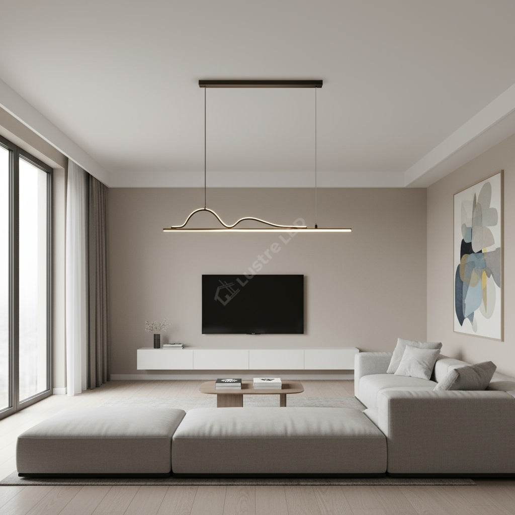 Lustra LED Snake Suspendata Black Echivalent 400W Telecomanda Lighting Fixtures