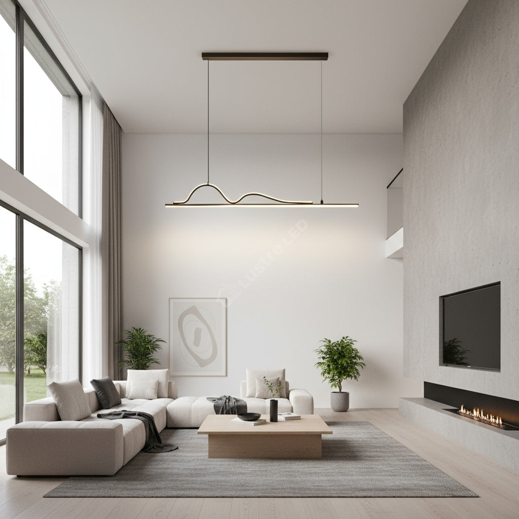Lustra LED Snake Suspendata Black Echivalent 400W Telecomanda Lighting Fixtures