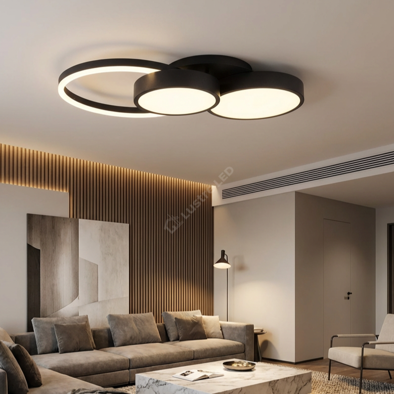 Lustra LED Sobek Black 3 Lumini Echivalent 400W 60CM