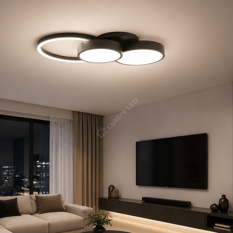 Lustra LED Sobek Black 3 Lumini Echivalent 400W 60CM