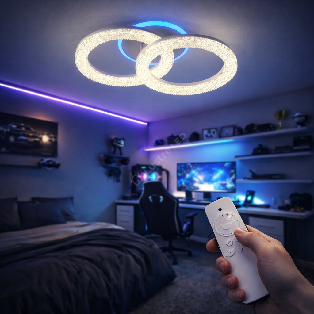 Lustra LED Sparkle 2 Circles RGB Echivalent 250W Telecomanda