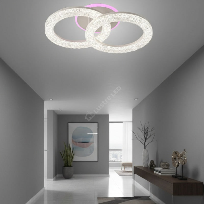 Lustra LED Sparkle 2 Circles RGB Echivalent 250W Telecomanda