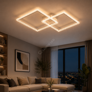 Lustra LED Square 36cm Cristal White Echivalent 600W Telecomanda