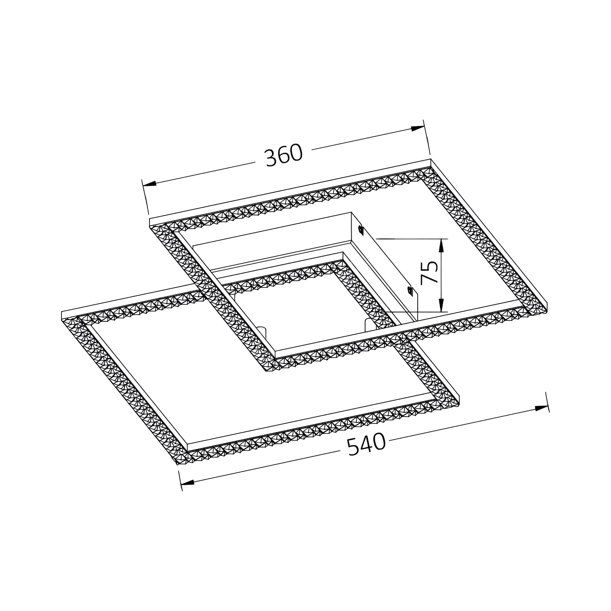 Lustra LED Square 36cm Cristal White Echivalent 600W Telecomanda